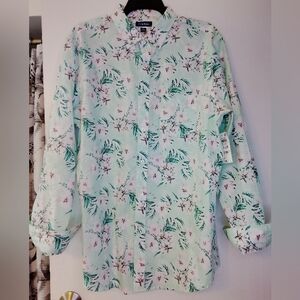 Club Room Light Mint Floral Print Button-Down Shirt